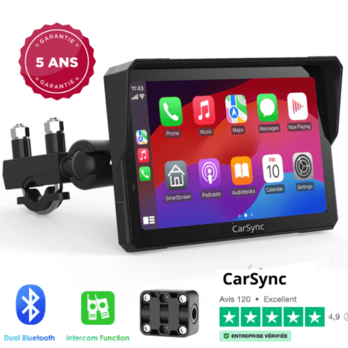 Ecran MultiMedia HD 5" pour moto - CARSYNC